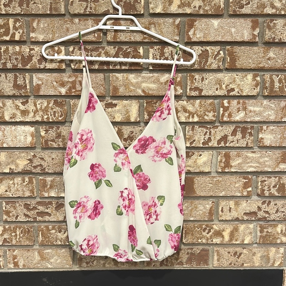 Forever 21 Cream‎ Wrap Camisole Floral Top